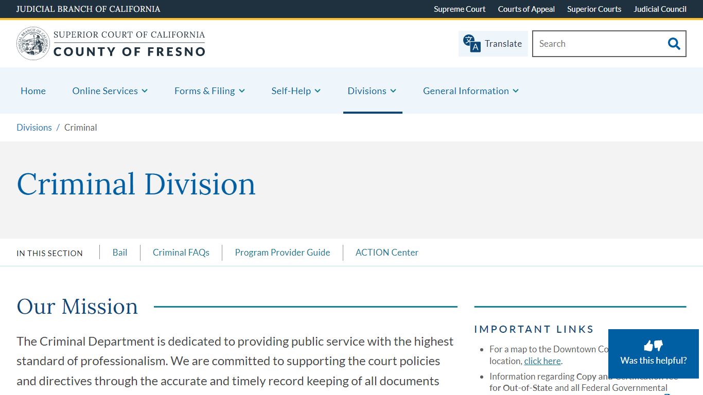 Criminal | Superior Court of California | County of Fresno